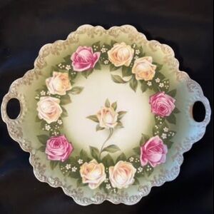 Antique -Rosenthal Malmaison Bavaria Hand Painted Pink/White Roses, Gold Edged